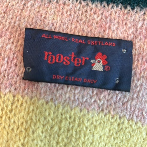 Vintage Rooster of Scotland Wool Scarf 100% Shetland Wool Fringed Unisex - Picture 4 of 6